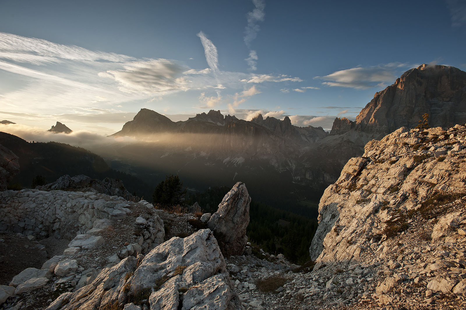 Modern landscape photograph of a breathtaking view off a rocky mountainside.